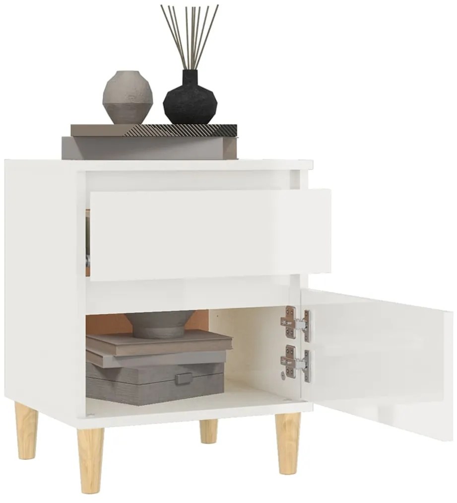 Mesa de cabeceira 40x35x50 cm branco brilhante