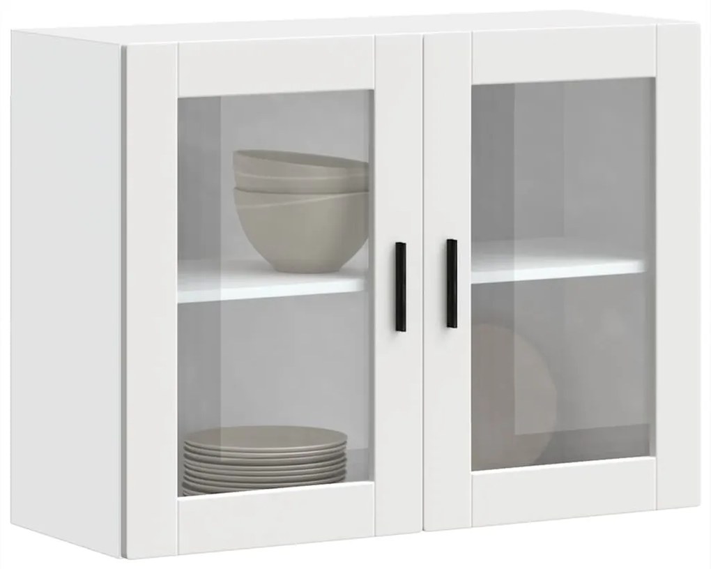 vidaXL Armário de parede de cozinha com porta de vidro Porto branco