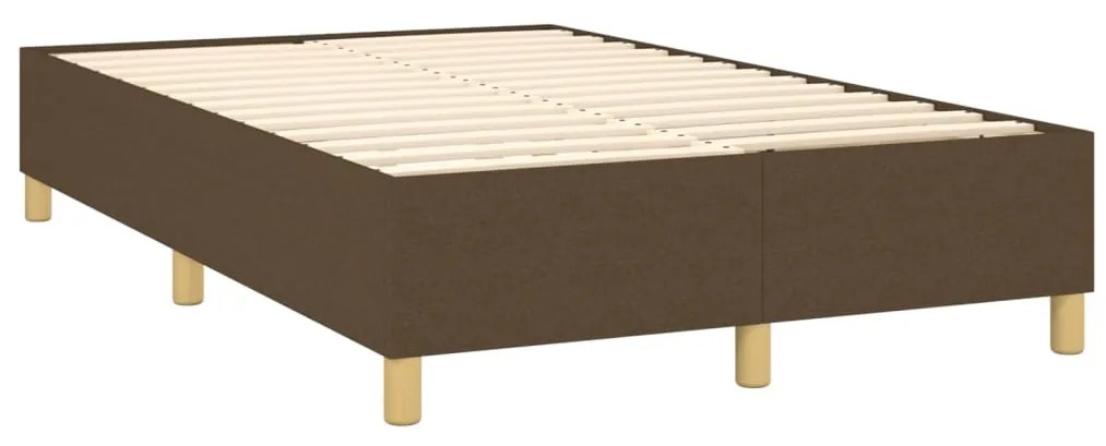 Cama box spring c/ colchão/LED 120x200cm tecido castanho-escuro