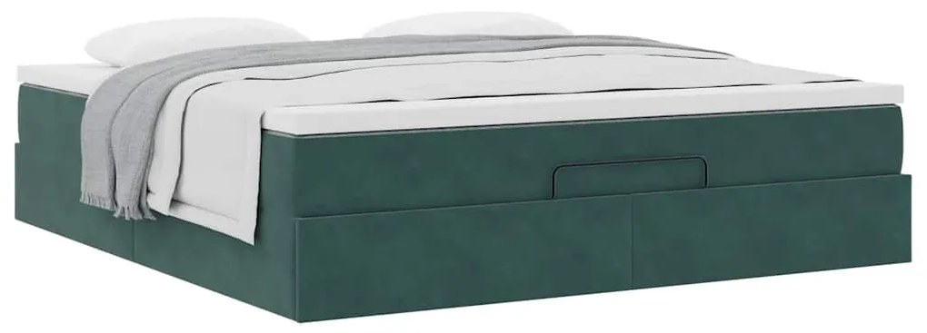 Estrutura de cama otomana com colchão 160x200 cm verde escuro