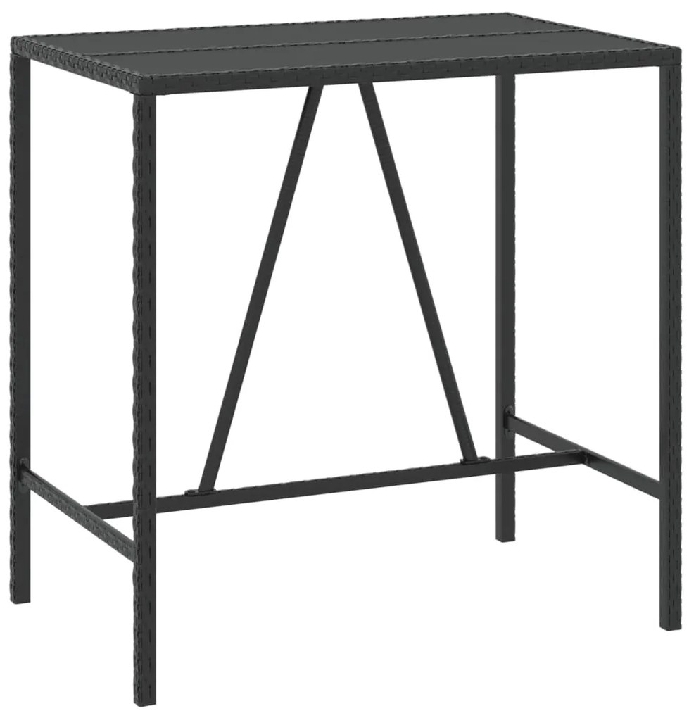 7 pcs conjunto de bar para jardim c/ almofadões vime PE preto