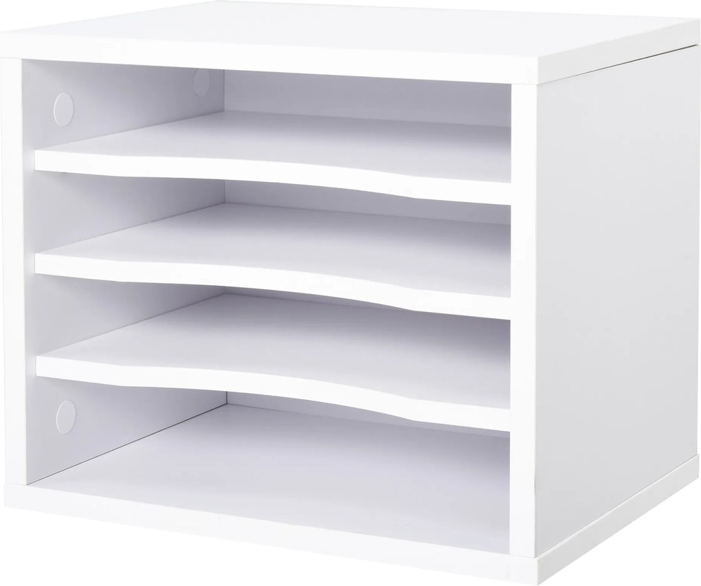 Vinsetto Organizador de Secretária 4 Níveis Branco Compacto e Moderno 35x25x28 cm Branco | Aosom Portugal