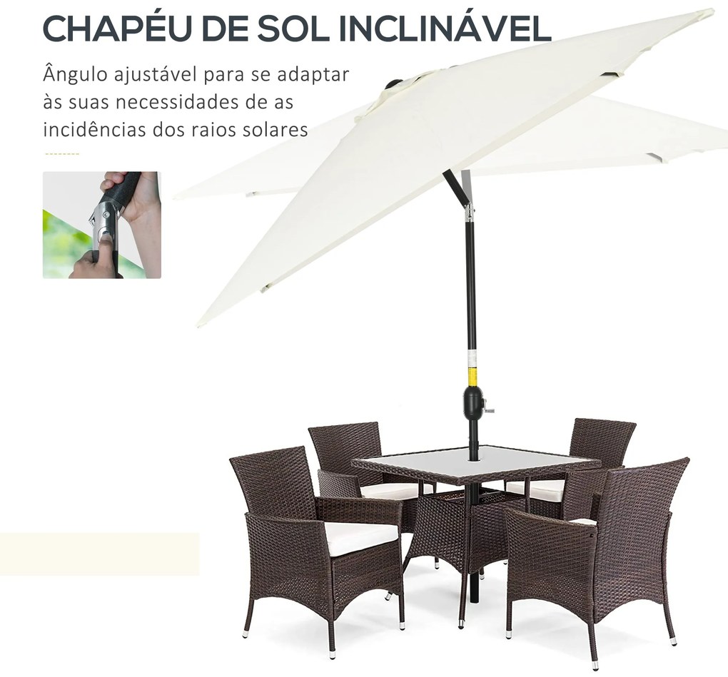Chapéu de Sol de Alumínio 195x295x240 cm Chapéu de Sol Retangular de J