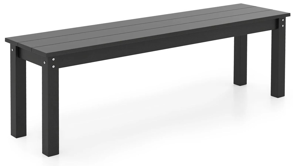 Banco externo de HDPE de 140 cm sem encosto para jardim e pátio para 2 a 3 pessoas - cinza