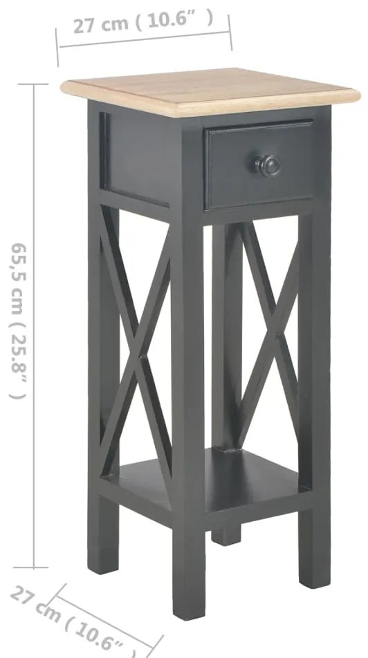 Mesa lateral 27x27x65,5 cm madeira preto