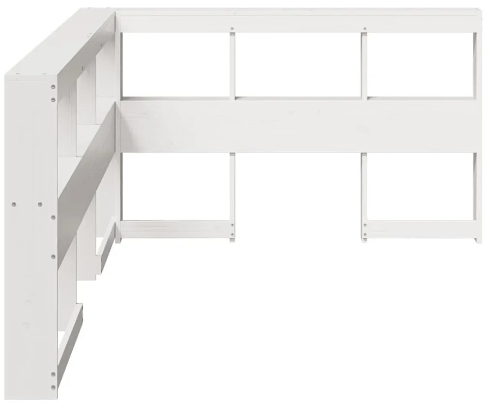 Estante cabeceira forma de L 120 cm madeira pinho maciça branco