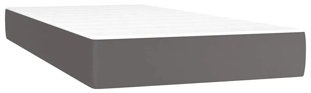 Cama box spring c/ colchão/LED 120x190cm couro artificial cinza
