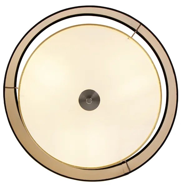 Candeeiro de teto moderno preto com dourado 50 cm 3 luzes - Drum Duo Moderno