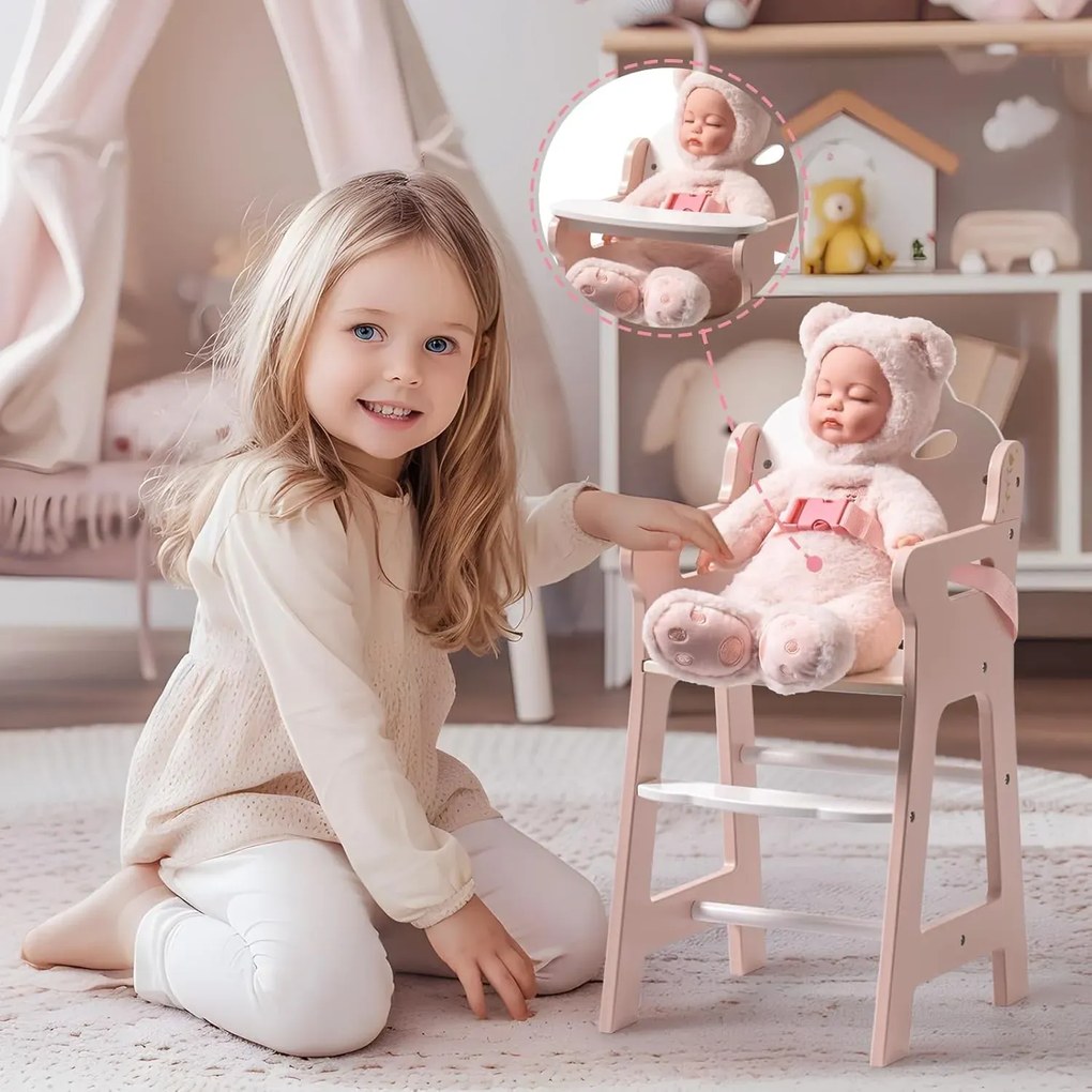 Cadeira alta para boneca (NÃO INCLUIDA) para crianças 50,8 × 27,9 × 24,9 cm Rosa