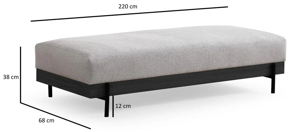 Pouffe Eti – Cinzento – 158x68x38 cm