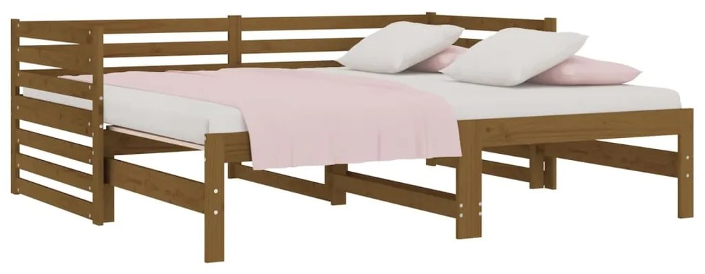 Estrutura sofá-cama de puxar 2x(90x190)cm pinho maciço castanho