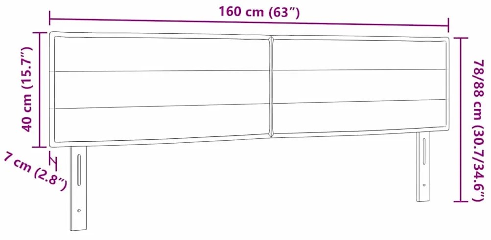 Cabeceira vidaXL Design Linhas Cinza Escuro 160 cm Tecido