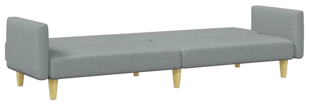 Sofá-cama de 2 lugares c/ apoio de pés tecido cinzento-claro
