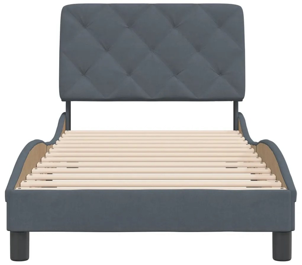 Estrutura de cama sem colchão 90x200 cm veludo cinzento-escuro
