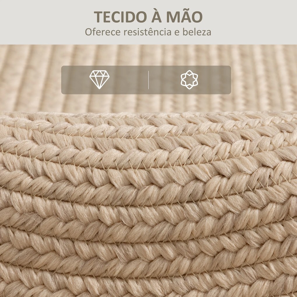 Tapete Oval para Sala de Estar 170x120 cm Tapete Lavável à Máquina Tecido à Mão Estilo Rústico Bege