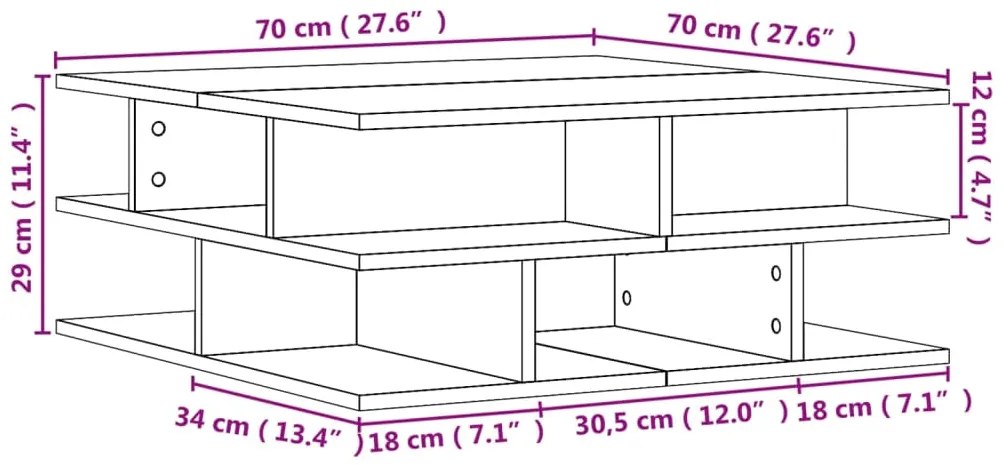 Mesa de centro 70x70x29 cm contraplacado carvalho sonoma