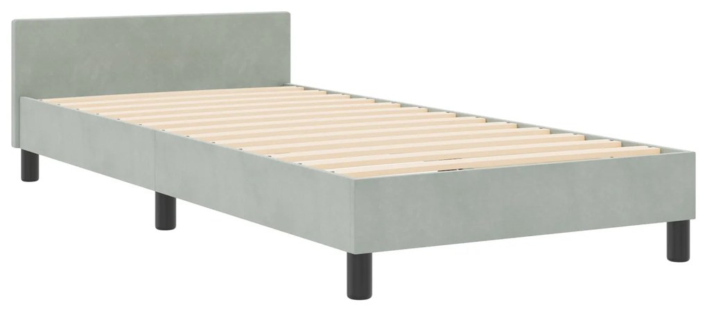 Cama vidaXL Cinza-claro 90x200 cm Veludo