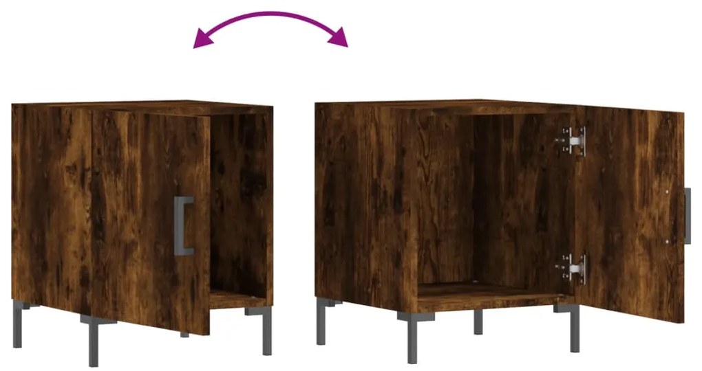 Mesa cabeceira 2pcs 40x40x50cm derivado madeira carvalho fumado
