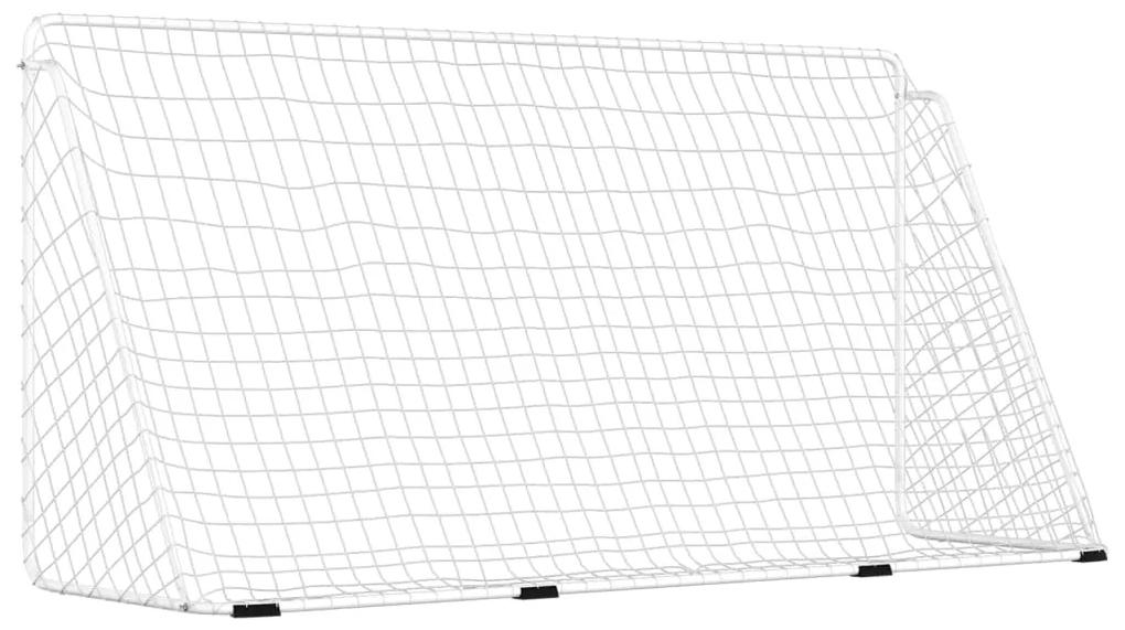 Baliza de futebol com rede 366x122x182 cm aço branco