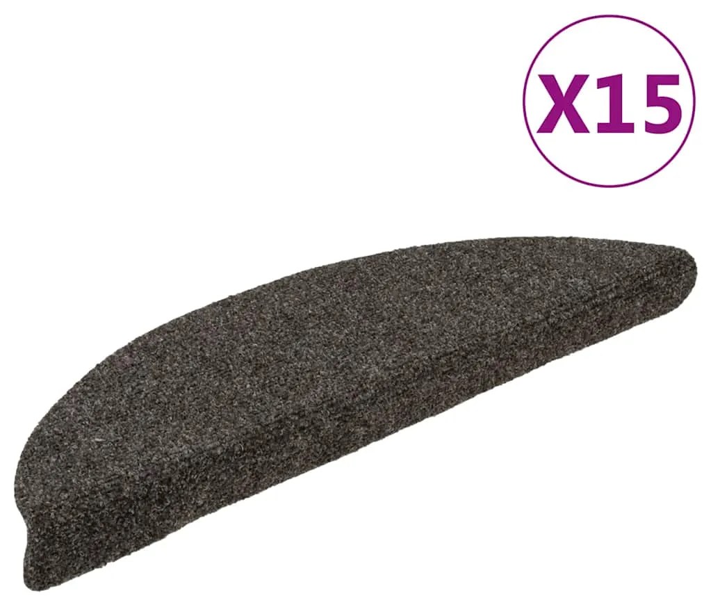 vidaXL Tapetes escada autoadesivos 15 pcs 56x17x3 cm antracite