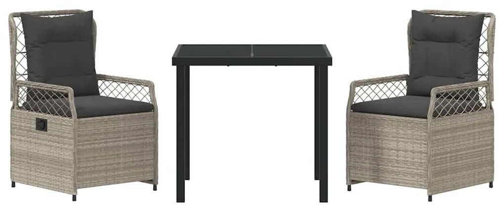 Conjunto de Jantar de Jardim 3 Peças Cinza Claro em Polyrattan.