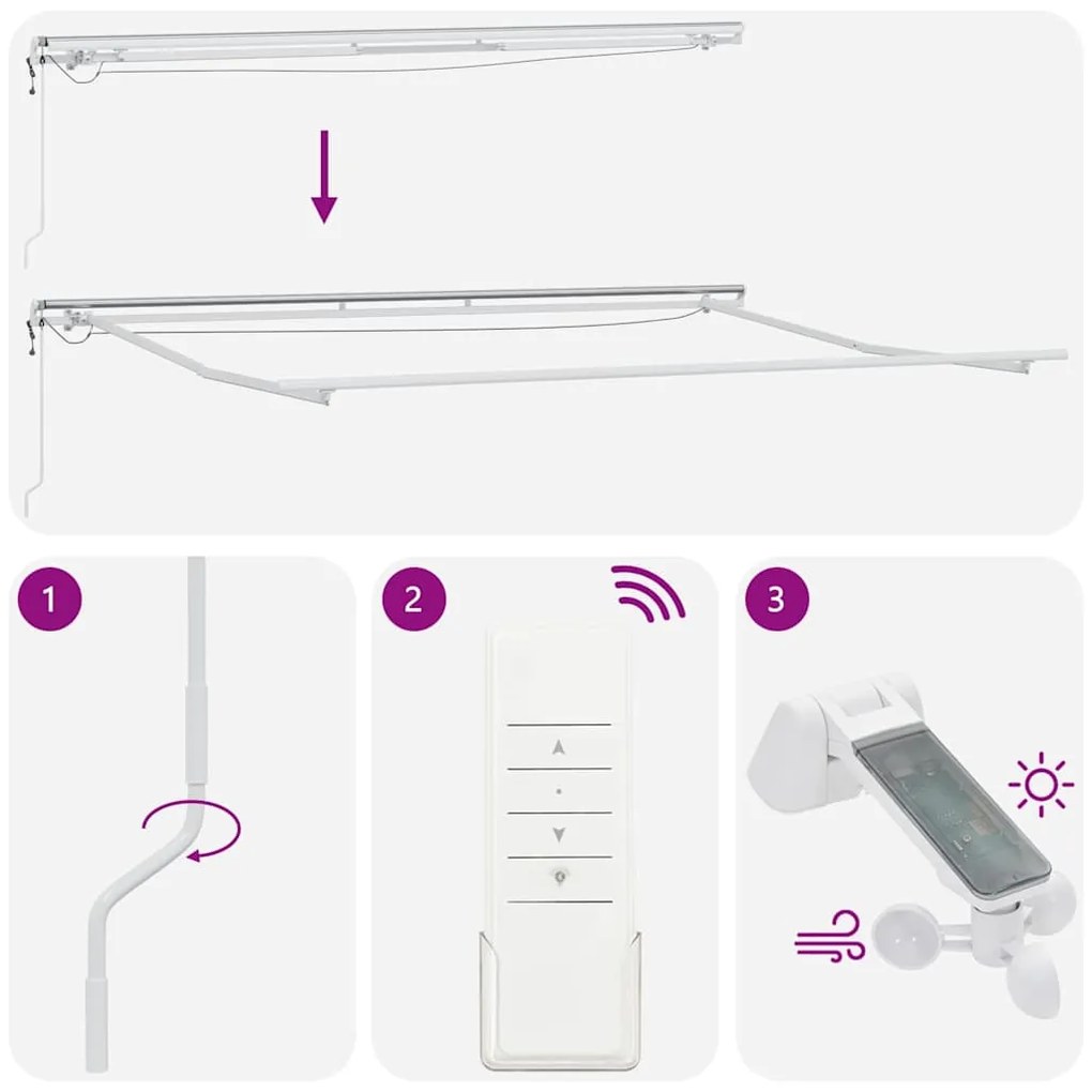Toldo Retrátil Automático com Listras Multicoloridas LED 450x300 cm
