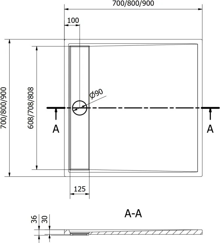 Mexen Amon base de duche quadrada SMC 90 x 90 cm, branco - 4F109090