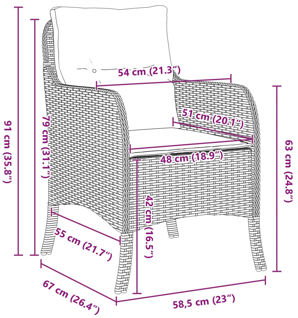 Conjunto de Jantar de Jardim de 7 Peças com Almofadas Bege Poliéster