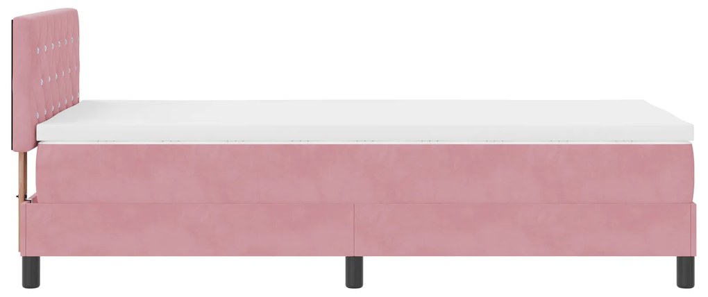 Cama Box com Colchão Rosa 90x200 cm Veludo