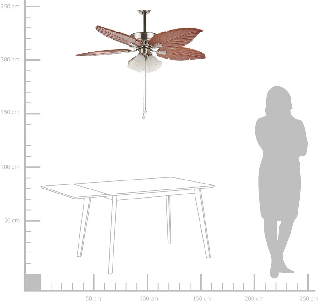 Ventoinha de teto prateada e castanha clara com luz GILA Beliani