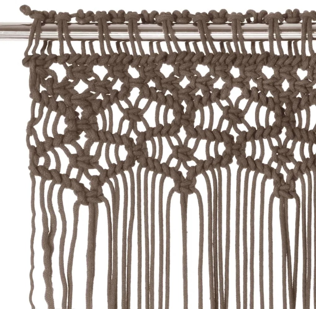 Cortina em macramé 140x240 cm algodão cinzento-acastanhado