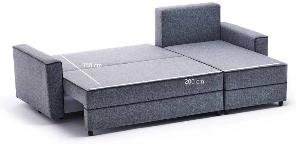 Sofá-Cama de Canto Ece – Cinzento – 242x88x90 cm