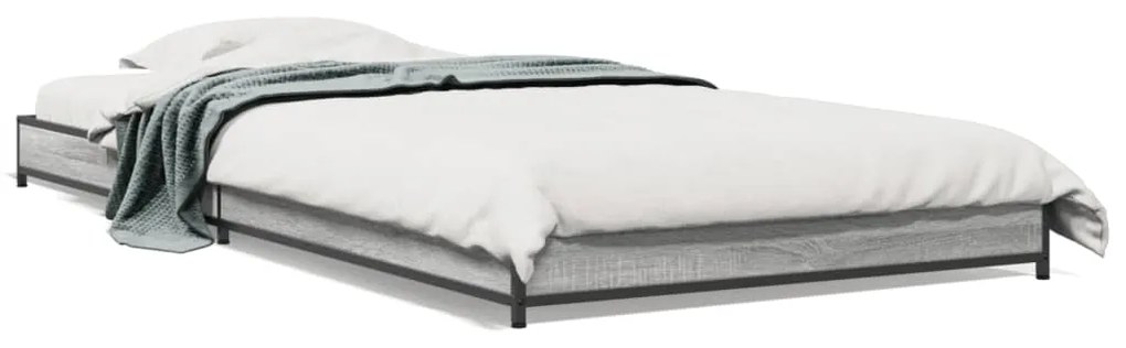 Estrutura cama 100x200 cm derivados madeira/metal cinza sonoma