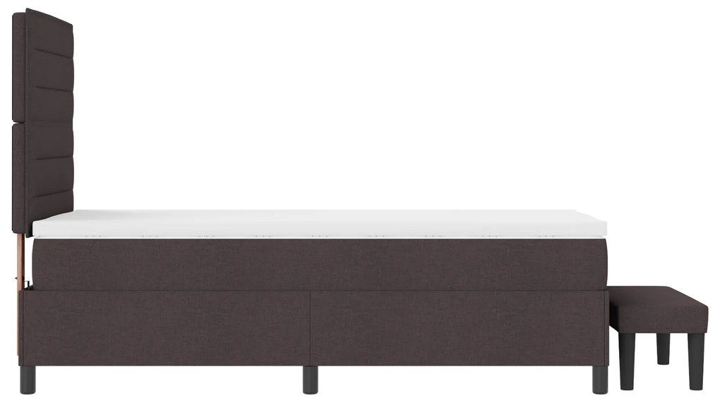 Cama Box Spring com Colchão e Banco Castanho Escuro 80x200 cm Tecido