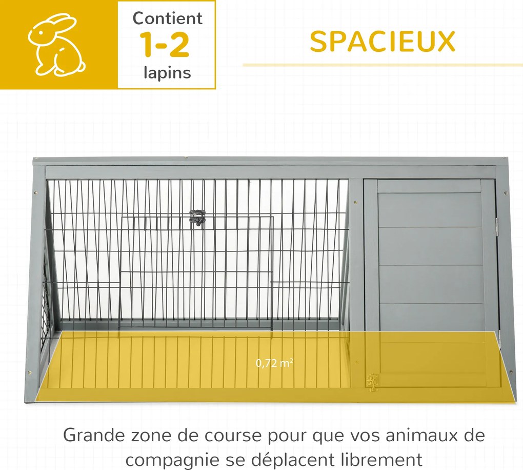 Gaiola triangular para o chão 116 C x 62,2 L x 52,5 A, recinto exterior com dois compartimentos abertos e porta, adequada para coelhos, galinhas e tar
