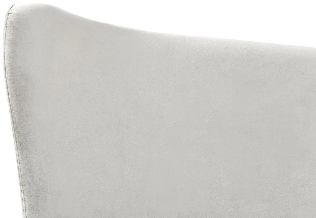 Cama de casal em veludo cinzento claro 160 x 200 cm CHALEIX Beliani