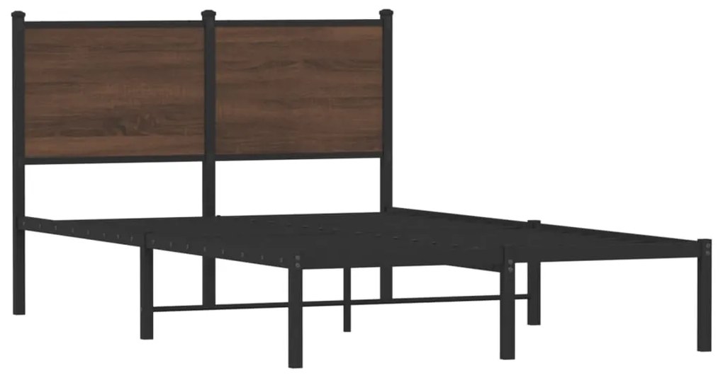 Estrutura de cama sem colchão 120x190cm metal carvalho castanho
