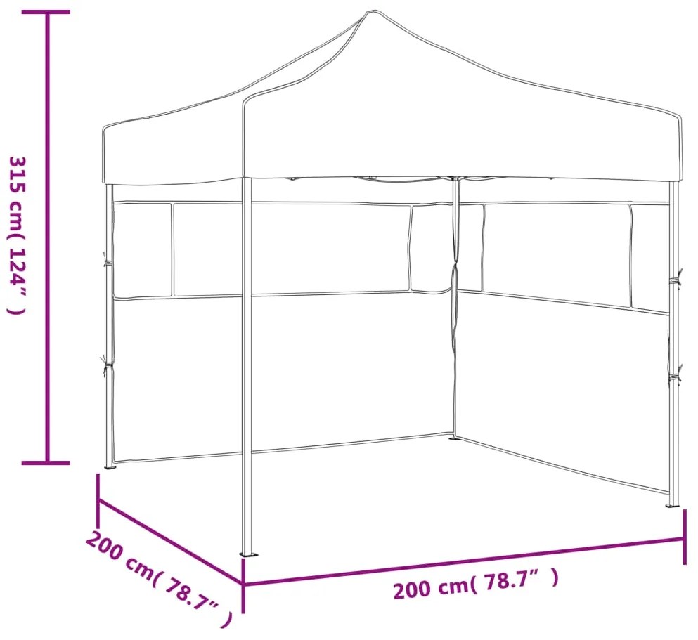 Tenda dobrável profissional festas 2 paredes 2x2 m aço creme