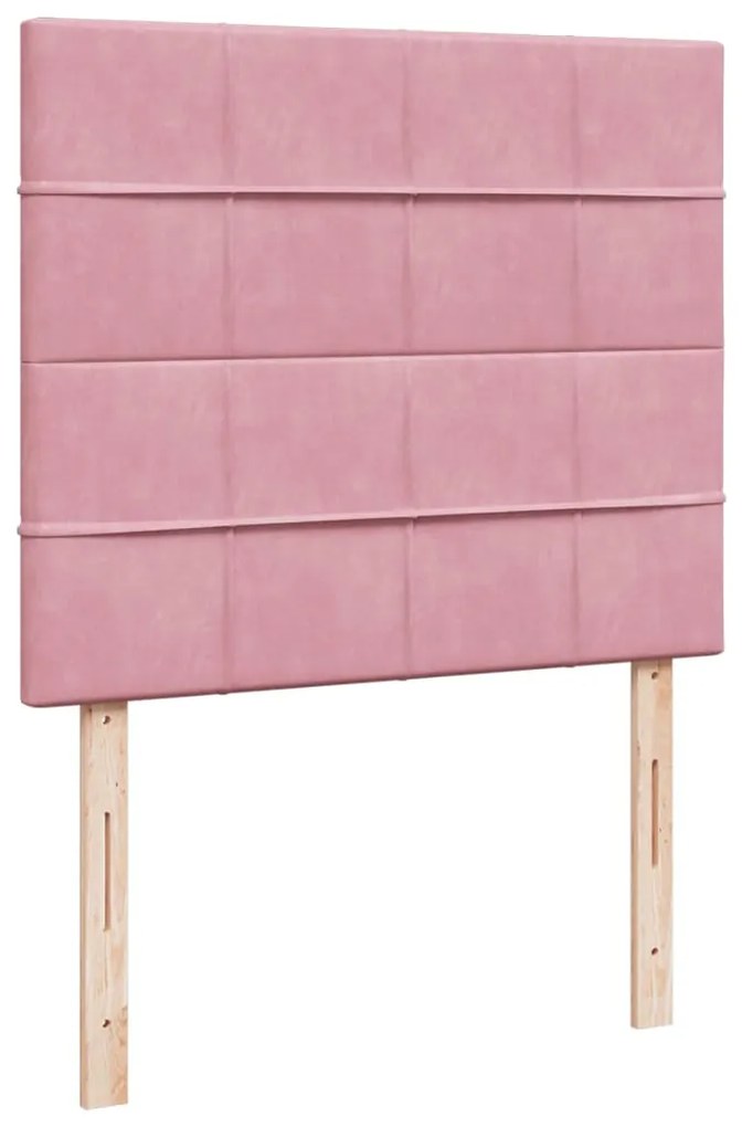 Cama boxspring com colchão 120x200 cm veludo rosa