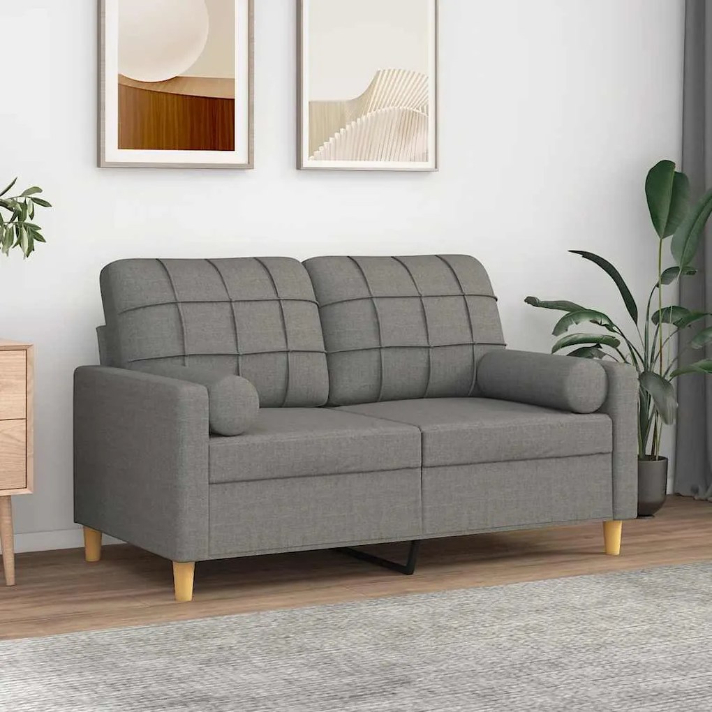 vidaXL Sofá 2 lugares + almofadas/almofadões 120cm tecido cinza-escuro