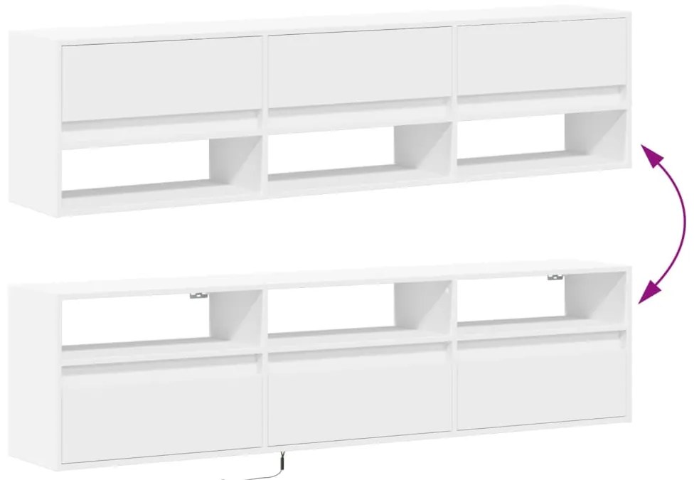 Móvel de parede para TV com luzes LED 180x31x45 cm branco