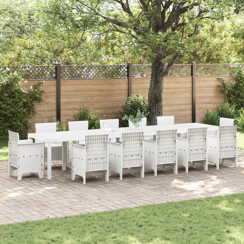 Mesa de Jardim vidaXL Branca 400x100x73 cm Poly Rattan