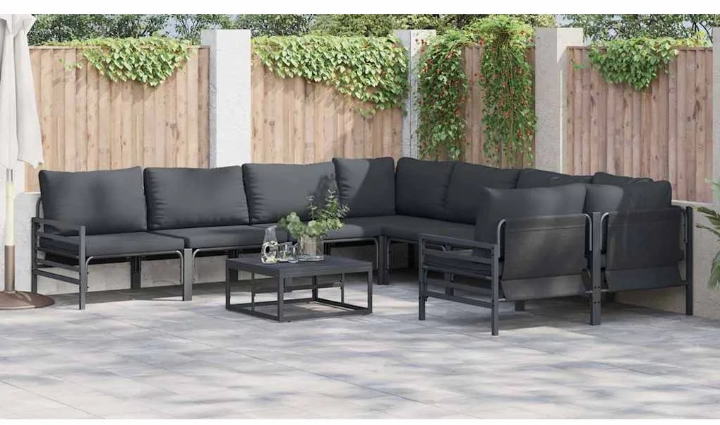 Conjunto de Sofá de Jardim 8 pcs Antracite Aço