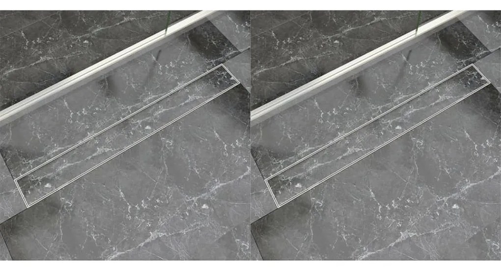 VidaXL Dreno de chuveiro linear 2 pcs 930x140 mm aço inoxidável
