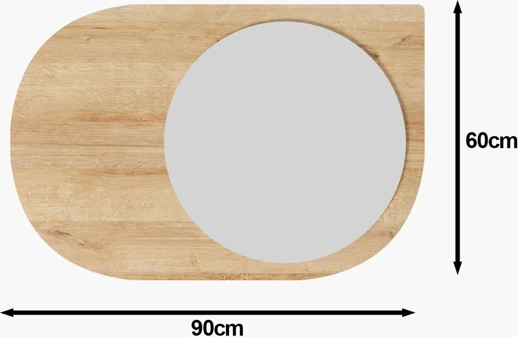 Espelho "Pubble" - 60 x 90 x 2,2 cm - Carvalho Safira - Design Moderno