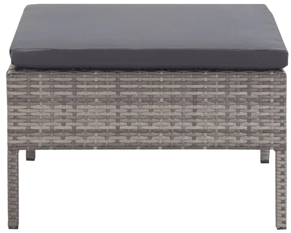 Conjunto lounge de jardim c/ almofadões 3 pcs vime PE cinzento