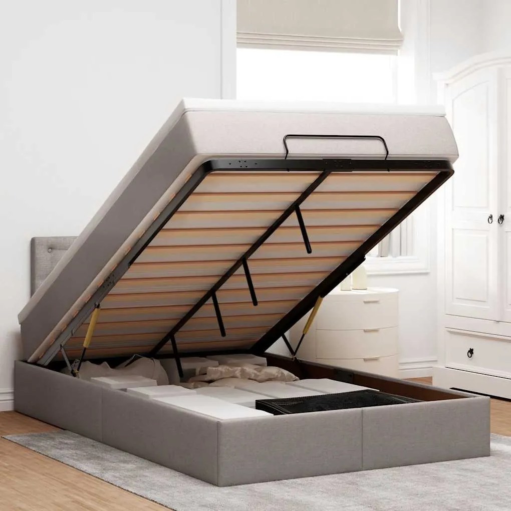 moldura de cama otomana vidaXL com tecido cinza 120x200cm