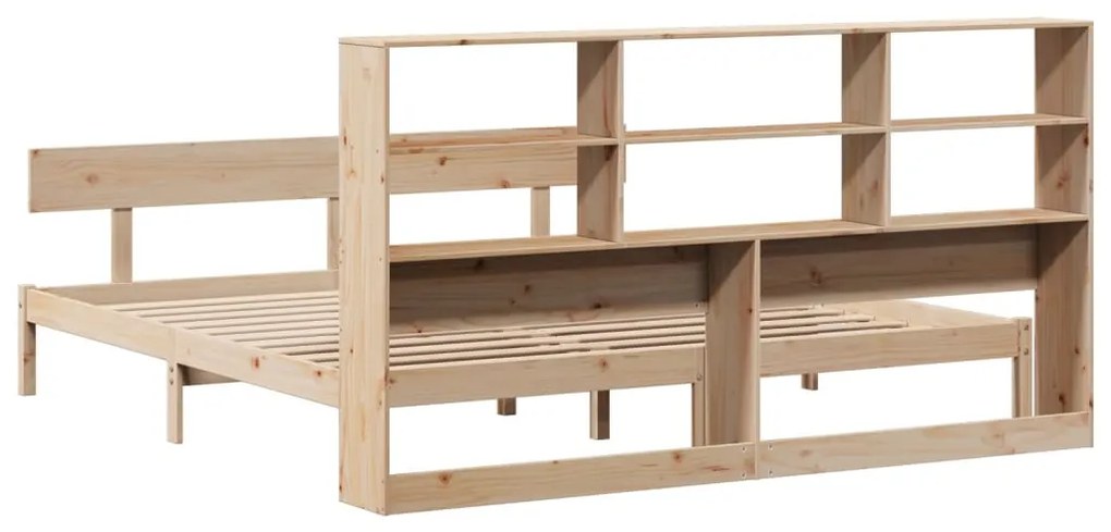 Cama com estante sem colchão 200x200 cm pinho maciço