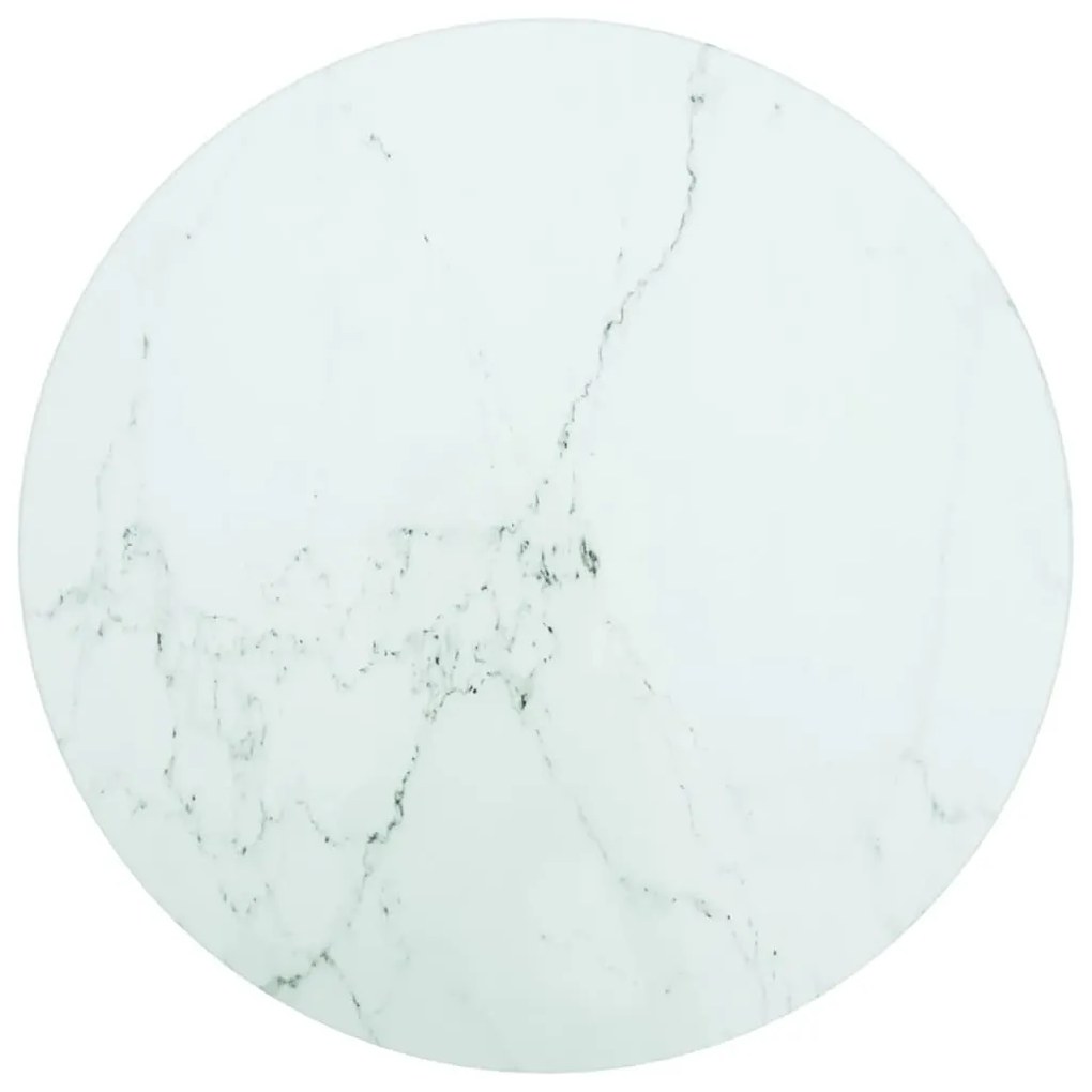 vidaXL Tampo mesa Ø30x0,8 cm vidro temperado design mármore branco