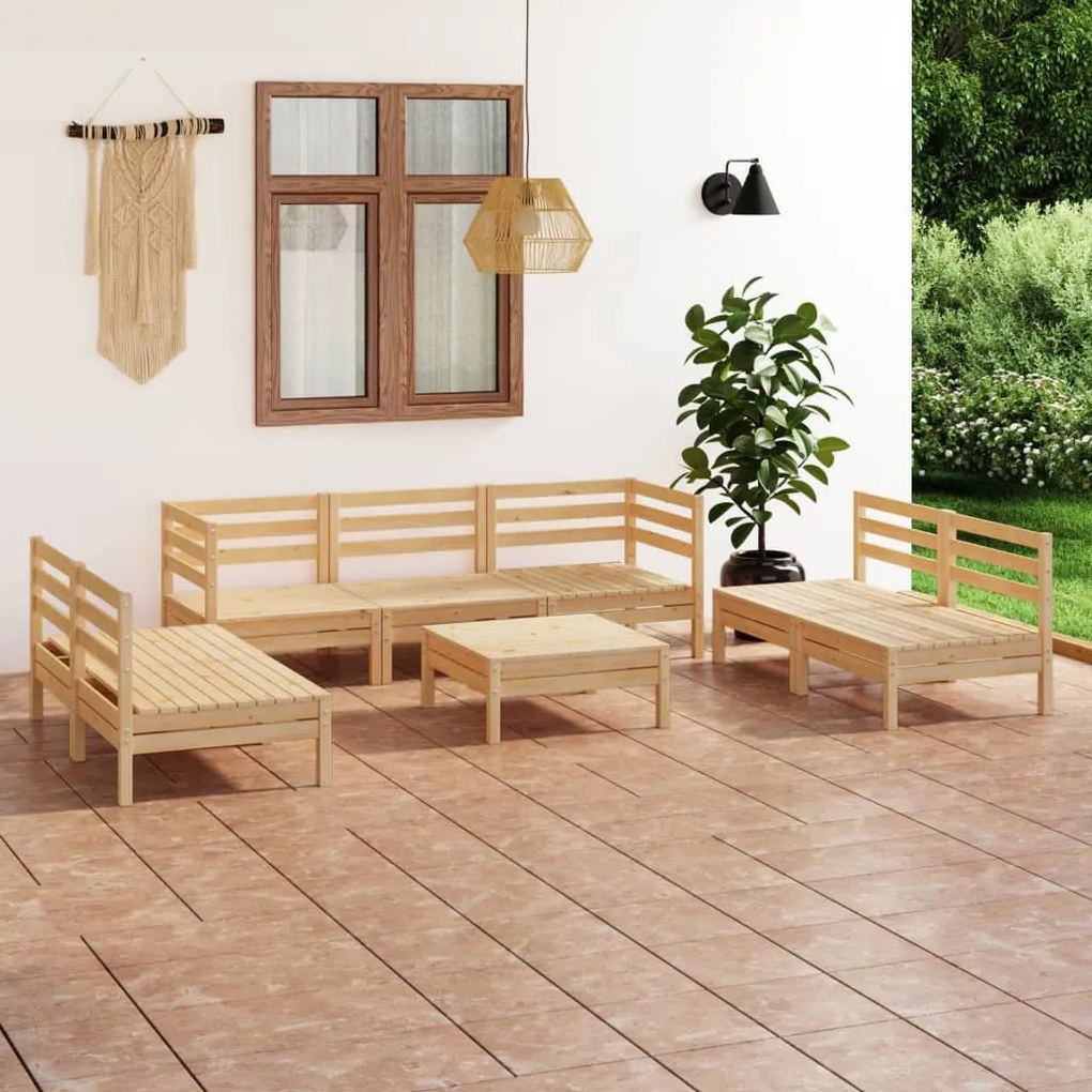 vidaXL 8 pcs conjunto lounge de jardim pinho maciço